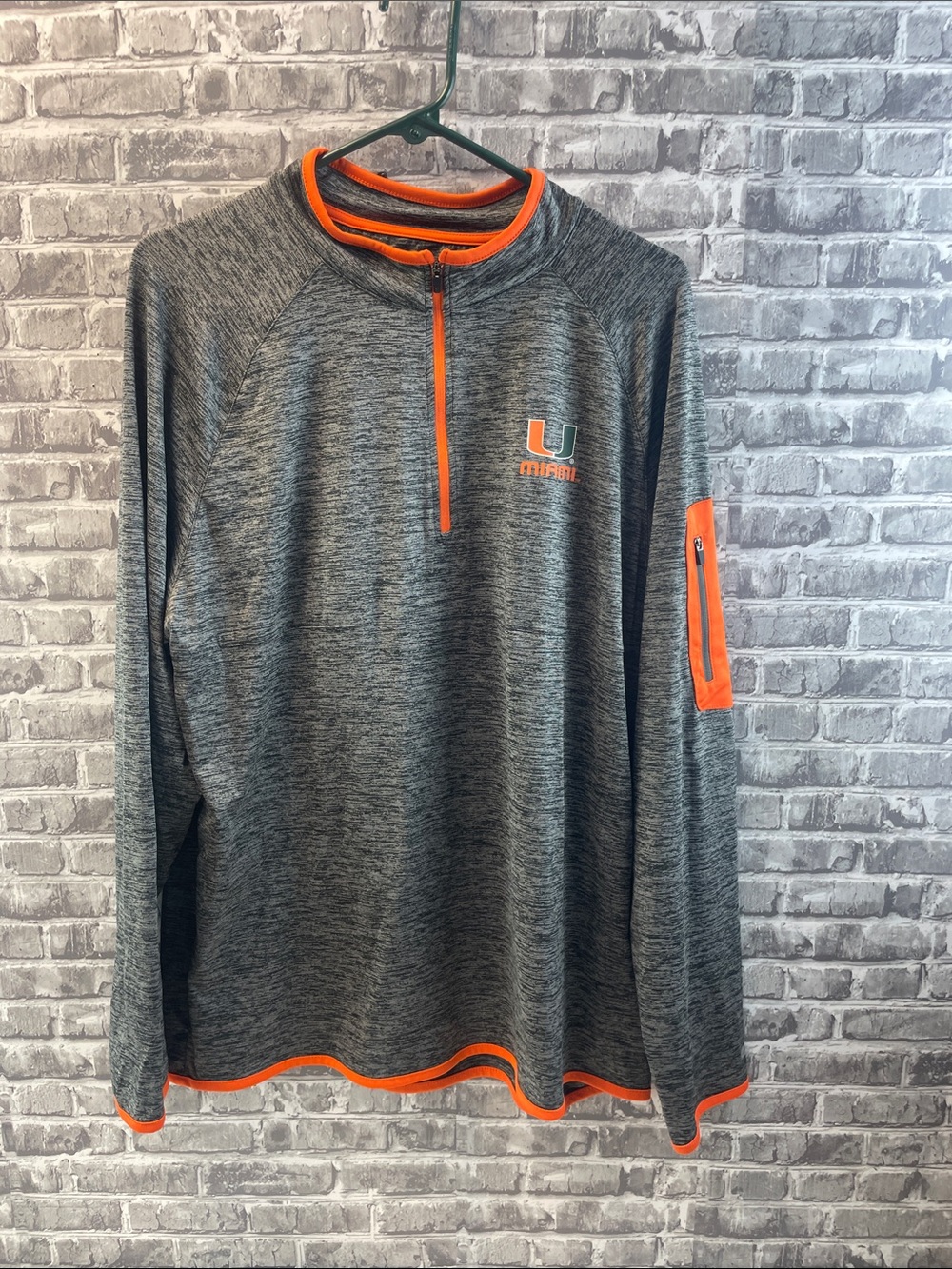 Miami‎ Hurricanes 
Heather Gray Quarter-Zip Pullover with Orange Accents